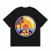RHUDE Summer Cotton Men's T-Shirt Sunset Coconut Tree Print Loose-Fit Short-Sleeve T-Shirt Retro Street Style