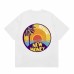 RHUDE Summer Cotton Men's T-Shirt Sunset Coconut Tree Print Loose-Fit Short-Sleeve T-Shirt Retro Street Style