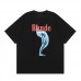 RHUDE Niche Men's T-Shirt Body Art Print Short-Sleeve T-Shirt Black Base with Red and Blue Color-Blocking Streetwear Brand Top RHUDE Niche Men's T-Shirt Body Art Print Short-Sleeve T-Shirt Black Base with Red and Blue Color-Blocking Streetwear Brand Top