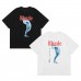 RHUDE Niche Men's T-Shirt Body Art Print Short-Sleeve T-Shirt Black Base with Red and Blue Color-Blocking Streetwear Brand Top RHUDE Niche Men's T-Shirt Body Art Print Short-Sleeve T-Shirt Black Base with Red and Blue Color-Blocking Streetwear Brand Top