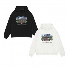 RHUDE Fall Fleece-Lined Hoodie with Grape Print Retro Streetwear Hoodie - Versatile Style