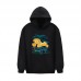 RHUDE Fall/Winter Hoodie with Coconut Tree and Wave Print, Fleece-Lined Hooded Sweatshirt American Retro West Coast Style Streetwear Hoodie