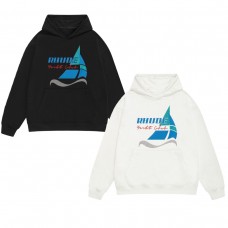 RHUDE Autumn/Winter Warm Hoodie Yacht Club Sailing Print Hooded Sweatshirt American Vintage Nautical Style Streetwear Hoodie