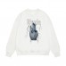 RHUDE Men's Fleece-Lined Crewneck Sweatshirt for Fall/Winter Trendy Lightning Hand Gesture Print Loose-Fit Comfortable and Warm Sweatshirt