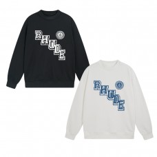 RHUDE Men's Crewneck Sweatshirt Minimalist letter print with fleece lining for cozy warmth Perfect for couples' matching outfits