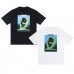 TRAPSTAR New Men's T-Shirt Fluorescent Portrait Print Short-Sleeve T-Shirt Black Base with Green-Toned Pattern Cyberpunk Dark Style