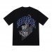 TRAPSTAR New Men's T-Shirt Black Panther Print Short-Sleeve T-Shirt Black Base with Blue-Edged Letters Street Hardcore Style Couple Set