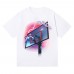 TRAPSTAR Summer Couples T-Shirt Basketball Hoop Print Short-Sleeved T-Shirt Cyberpunk Lightning Gradient Pattern Streetwear Loose Fit