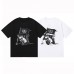 TRAPSTAR Dark-themed Motorcycle Flag Print Short-Sleeved T-Shirt High-Street Fashion Brand Black-and-White Contrast Pattern Relaxed Streetwear Style Unisex Design