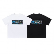 TRAPSTAR New Men's Niche T-Shirt Cyber Neon Nightscape Print Short-Sleeved White Base Colour Streetwear Style Futuristic Oversized T-Shirt