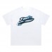 TRAPSTAR Summer Men's T-Shirt Icy Blue Foil-Printed Short-Sleeved Top Black Base with Trendy Glossy Finish Streetwear-Inspired Relaxed Fit T-Shirt