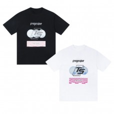 TRAPSTAR  Summer New Arrival Men's T-Shirt Cyber Mesh TS Logo Print Short Sleeve Black and White Checkerboard Design Futuristic Streetwear Oversized T-Shirt