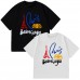 BALENCIAGA New High Luxury Short Sleeve, Eiffel Tower With Letters Graphic Tees, Fashionable And Versatile, 100 Percent Cotton, Loose Round Neck