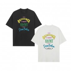  BALENCIAGA  Summer New Black And White Two-Colour T-Shirt, Colourful Letters Graphic T Shirts, Men's And Women's Models, Couples Matching Outfits, Casual And Breathable