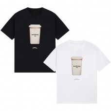 BALENClAGA New Creative Cup Pattern T-Shirt Style: Crew Neck  100 percent cotton Short Sleeve T-Shirt Can be worn as a couple's set