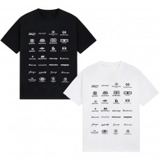 BALENClAGA  Men's T-Shirt Classic Logo Print Relaxed Crew Neck Comfortable and Versatile 