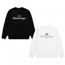 BALENClAGA Fall Fleece-Lined Hoodie: Minimalist Letter Print, Warm & Cozy, Relaxed Fit, Vintage Style