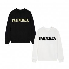 BALENClAGA Fall Crewneck Sweatshirt with Minimalist Letter Print, Fleece-Lined for Warmth, Versatile Casual Style