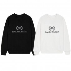 BALENClAGA Men's Fleece-Lined Hoodie Wheat Ear Logo Hoodie Black Oversized Fit Luxury Streetwear Style 