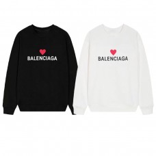 BALENClAGA Red Heart Logo Black Thermal Crewneck Sweatshirt Sweet-edgy Contrast Couple's Style Minimalist, Sophisticated Autumn/Winter Essential