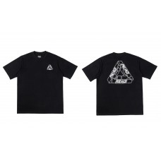 PALACE  Black broken Triangle-printed high-quality men's and women's casual 100 percent cotton short sleeves