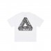 PALACE  White solid triangle-printed high-quality men's and women's loose casual 100 percent cotton short sleeves
