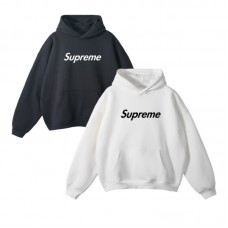 Supreme Minimalist Logo Hoodie – Oversized Fit & Cozy Soft Fabric (Black/White)
