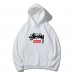 Supreme Casual fashion hoodie with kangaroo pockets, Stussy collaboration print, relaxed and comfortable fit. Supreme Casual fashion hoodie with kangaroo pockets, Stussy collaboration print, relaxed and comfortable fit.