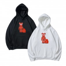 Supreme Casual fashion hoodie with kangaroo pockets, LV collaboration print, loose and comfortable fit.