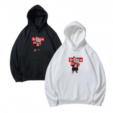 Supreme Casual Fashion Hoodie Kangaroo Pocket Design Boxing Cat Print Relaxed Fit for Comfort