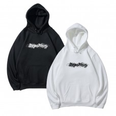 Supreme Fashion Hoodie Streetwear Style Relaxed Fit Smoky Letter Print Couples' Style
