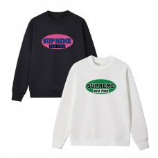 Supreme Oval Logo Crewneck Sweatshirts – Bold Two-Tone Emblem (Black/Pink & White/Green)