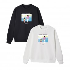 Supreme 'Heaven and Earth' Parent-Child Watercolor Graphic Crewneck – Relaxed Fit & Soft Skin-Friendly Fabric (Black/White)