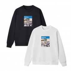 Supreme Urban Collage Photo Graphic Crewneck – Relaxed Fit & Ultra-Soft Fabric (Black/White)