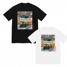 Supreme streetwear T-shirt, fun graffiti print, relaxed fit, comfortable, trendy and stylish.